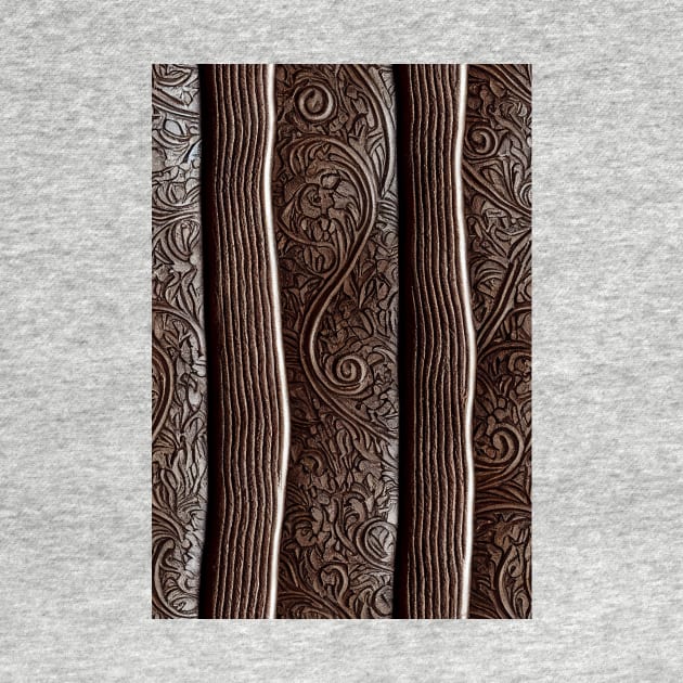 Dark Brown Ornamental Leather Stripes, natural and ecological leather print #40 by Endless-Designs